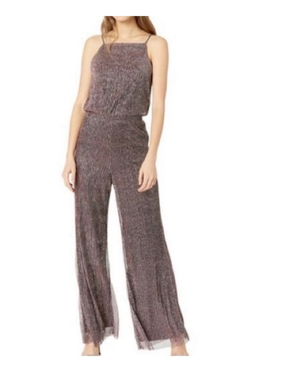 cupcakes & cashmere Metallic Mauve Slip-Strap Wide-Leg Jumpsuit